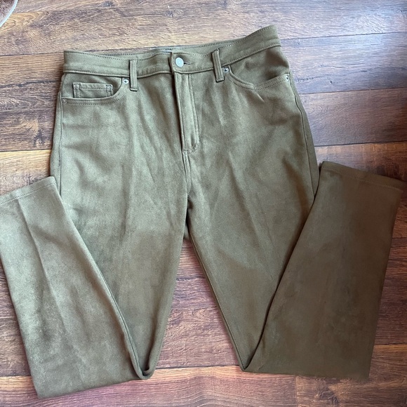 Banana Republic Faux Suede Olive Colored High Rise Skinny Pants, Women’s Size 10 - Picture 2 of 8
